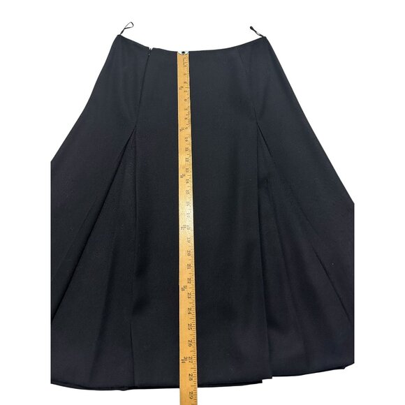 PRADA Black Wool A-Line Double Pleated Midi Skirt IT 46 Made in Italy - Picture 13 of 16